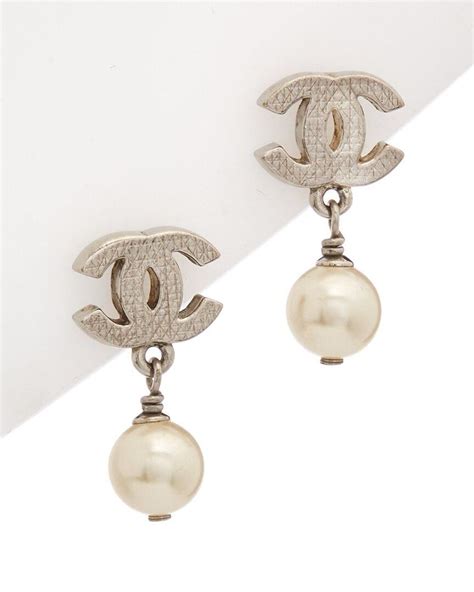 fake chanel earrings for sale|chanel faux pearl earrings.